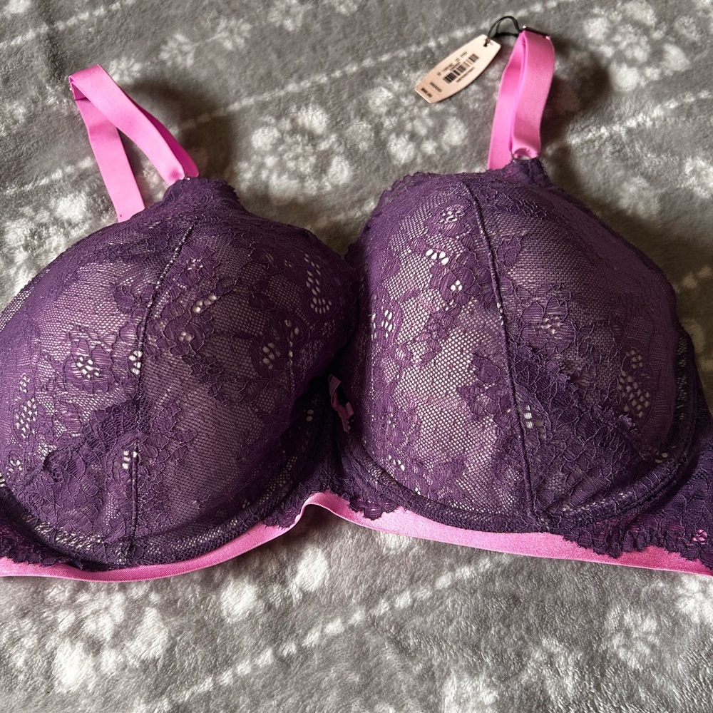 Victoria's Secret Purple and Pink Lace Bra with Underwire